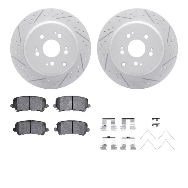  R1 Concepts® - Drilled and Slotted Rear Brake Kit with Optimum OE Pads