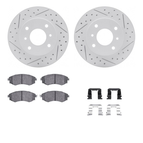  R1 Concepts® - Drilled and Slotted Front Brake Kit with Optimum OE Pads