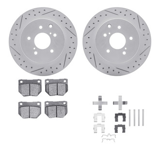 R1 Concepts® - Drilled and Slotted Rear Brake Kit with Optimum OE Pads
