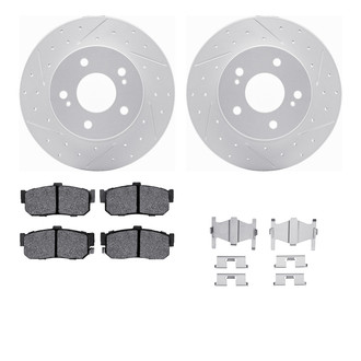 R1 Concepts® WBUH1-67010 - Drilled and Slotted Rear Brake Kit with Optimum OE Pads
