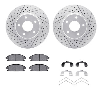 R1 Concepts® - Carbon Coated Drilled and Slotted Brake Kit with Optimum OE Pads
