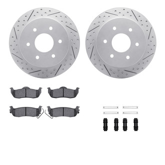 R1 Concepts® WBUH1-67106 - Drilled and Slotted Rear Brake Kit with Optimum OE Pads