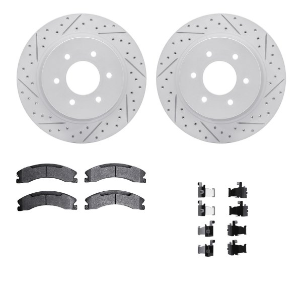  R1 Concepts® - Drilled and Slotted Front Brake Kit with Optimum OE Pads