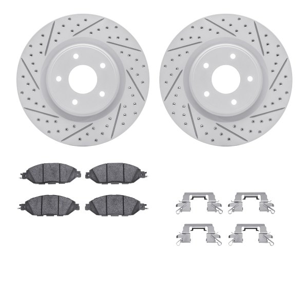  R1 Concepts® - Drilled and Slotted Front Brake Kit with Optimum OE Pads