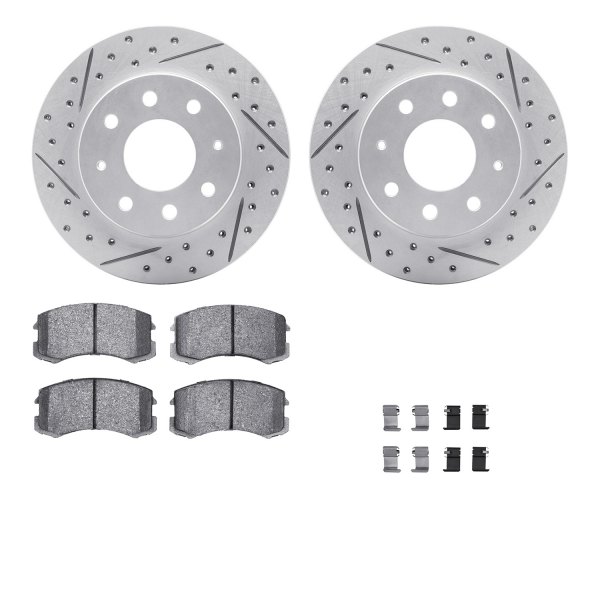  R1 Concepts® - Drilled and Slotted Front Brake Kit with Optimum OE Pads