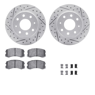 R1 Concepts® WBUH1-72011 - Drilled and Slotted Front Brake Kit with Optimum OE Pads