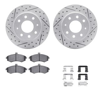 R1 Concepts® WBUH1-72012 - Drilled and Slotted Front Brake Kit with Optimum OE Pads