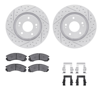 R1 Concepts® WBUH1-72045 - Drilled and Slotted Front Brake Kit with Optimum OE Pads