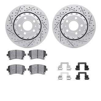 R1 Concepts® - Drilled and Slotted Rear Brake Kit with Optimum OE Pads