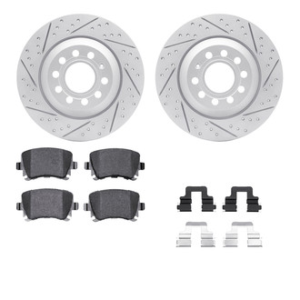 R1 Concepts® - Drilled and Slotted Rear Brake Kit with Optimum OE Pads