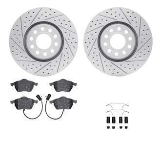 R1 Concepts® WBUH1-73036 - Drilled and Slotted Front Brake Kit with Optimum OE Pads