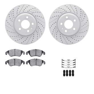 R1 Concepts® - Drilled and Slotted Front Brake Kit with Optimum OE Pads