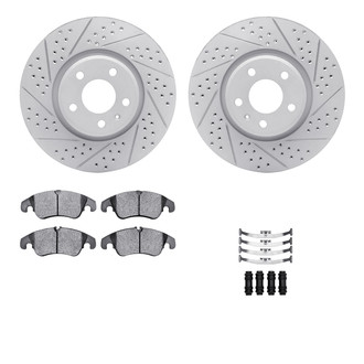 R1 Concepts® - Drilled and Slotted Front Brake Kit with Optimum OE Pads