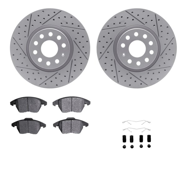  R1 Concepts® - Drilled and Slotted Front Brake Kit with Optimum OE Pads