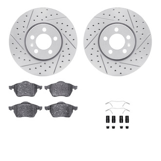 R1 Concepts® WBUH1-74130 - Drilled and Slotted Front Brake Kit with Optimum OE Pads