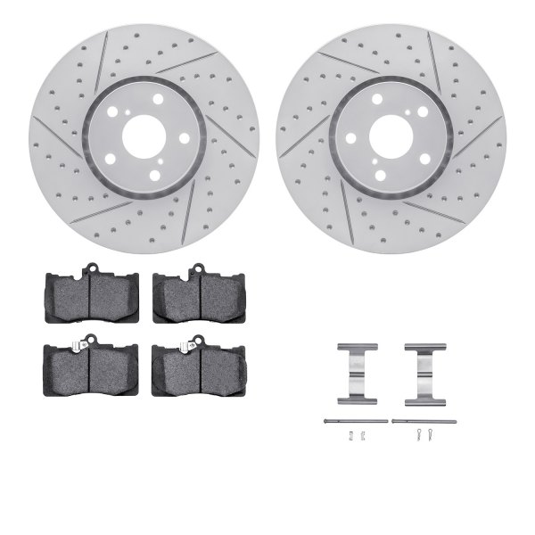  R1 Concepts® - Drilled and Slotted Front Brake Kit with Optimum OE Pads