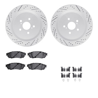 R1 Concepts® WBUH1-75036 - Drilled and Slotted Rear Brake Kit with Optimum OE Pads