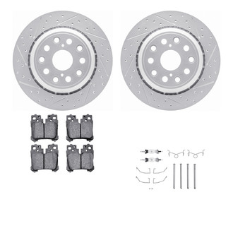 R1 Concepts® - Drilled and Slotted Rear Brake Kit with Optimum OE Pads