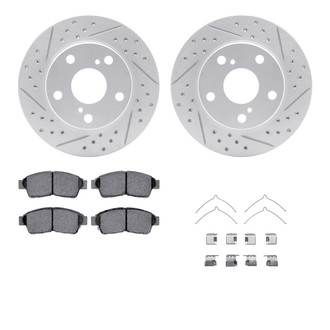 R1 Concepts® - Drilled and Slotted Front Brake Kit with Optimum OE Pads