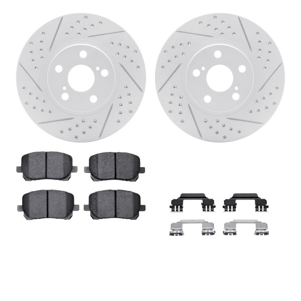  R1 Concepts® - Drilled and Slotted Front Brake Kit with Optimum OE Pads