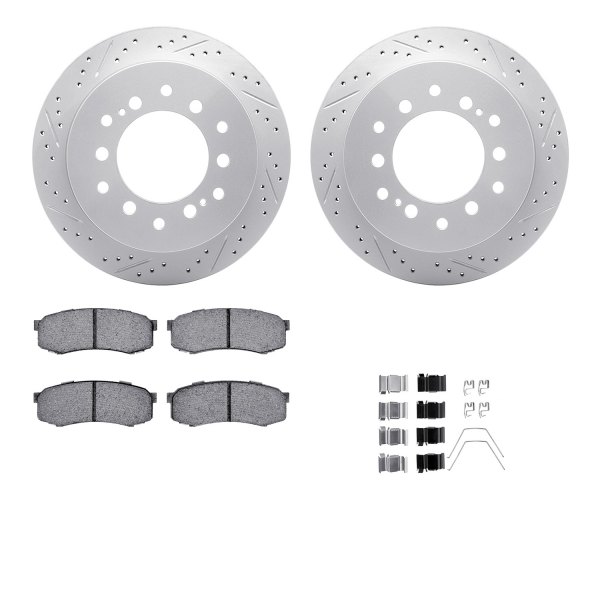  R1 Concepts® - Drilled and Slotted Rear Brake Kit with Optimum OE Pads