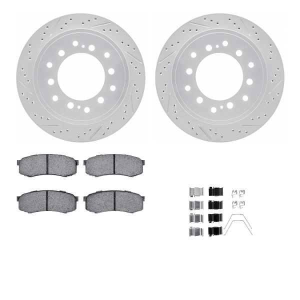  R1 Concepts® - Drilled and Slotted Rear Brake Kit with Optimum OE Pads