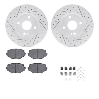 R1 Concepts® WBUH1-80006 - Drilled and Slotted Front Brake Kit with Optimum OE Pads