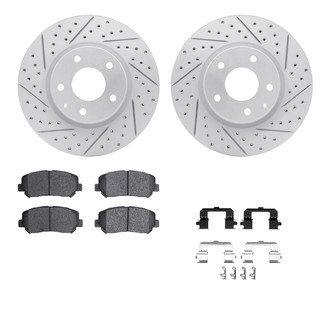 R1 Concepts® WBUH1-80073 - Drilled and Slotted Front Brake Kit with Optimum OE Pads