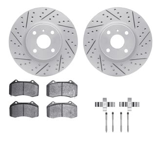 R1 Concepts® - Carbon Coated Drilled and Slotted Brake Kit with Optimum OE Pads