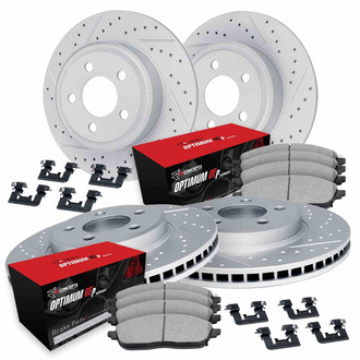 R1 Concepts® - Carbon Coated Drilled and Slotted Brake Kit with Optimum OE Pads
