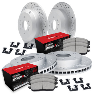 R1 Concepts® - Carbon Coated Drilled and Slotted Brake Kit with Optimum OE Pads
