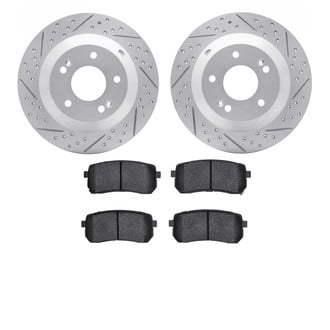R1 Concepts® - Carbon Coated Drilled and Slotted Brake Kit with Optimum OE Pads