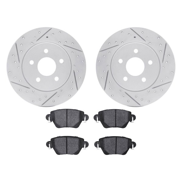  R1 Concepts® - Drilled and Slotted Rear Brake Kit with Optimum OE Pads