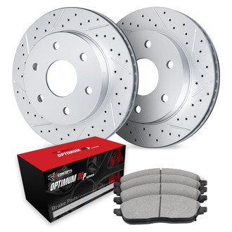 R1 Concepts® - Drilled and Slotted Rear Brake Kit with Optimum OE Pads