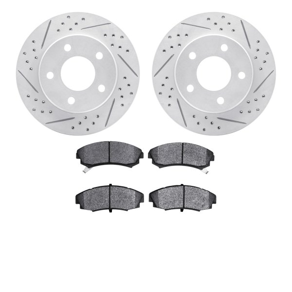  R1 Concepts® - Drilled and Slotted Front Brake Kit with Optimum OE Pads