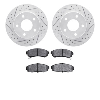 R1 Concepts® - Drilled and Slotted Front Brake Kit with Optimum OE Pads