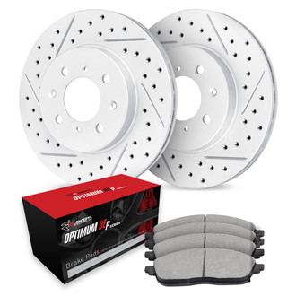R1 Concepts® - Drilled and Slotted Front Brake Kit with Optimum OE Pads