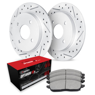 R1 Concepts® - Drilled and Slotted Rear Brake Kit with Optimum OE Pads