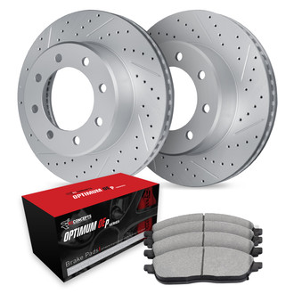 R1 Concepts® - Drilled and Slotted Rear Brake Kit with Optimum OE Pads