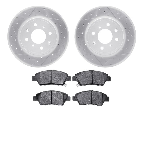  R1 Concepts® - Drilled and Slotted Front Brake Kit with Optimum OE Pads