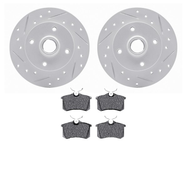  R1 Concepts® - Drilled and Slotted Rear Brake Kit with Optimum OE Pads