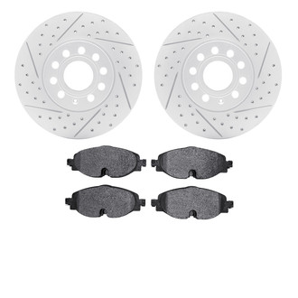 R1 Concepts® - Drilled and Slotted Front Brake Kit with Optimum OE Pads