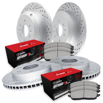 R1 Concepts® - Drilled and Slotted Front and Rear Brake Kit with Optimum OE Pads