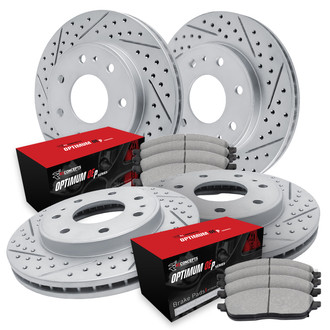 R1 Concepts® - Drilled and Slotted Front and Rear Brake Kit with Optimum OE Pads