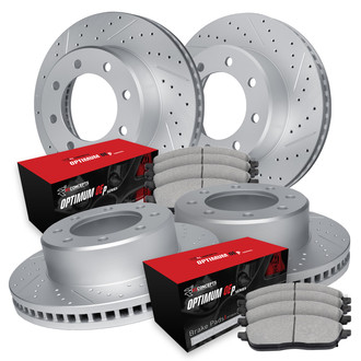 R1 Concepts® - Drilled and Slotted Front and Rear Brake Kit with Optimum OE Pads
