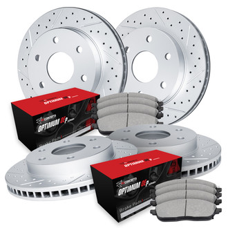 R1 Concepts® - Carbon Coated Drilled and Slotted Brake Kit with Optimum OE Pads