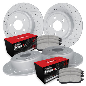 R1 Concepts® - Drilled and Slotted Front and Rear Brake Kit with Optimum OE Pads
