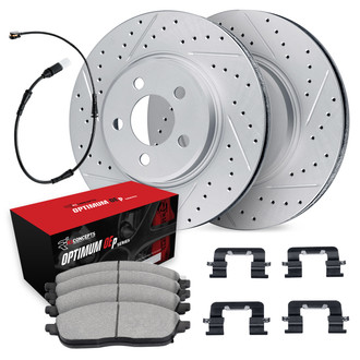 R1 Concepts® - Drilled and Slotted Front Brake Kit with Optimum OE Pads