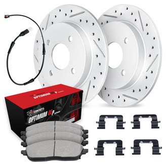 R1 Concepts® - Drilled and Slotted Rear Brake Kit with Optimum OE Pads