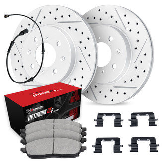 R1 Concepts® - Drilled and Slotted Front Brake Kit with Optimum OE Pads